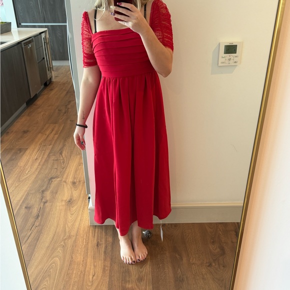 NWT self portrait red midi dress - Picture 3 of 5